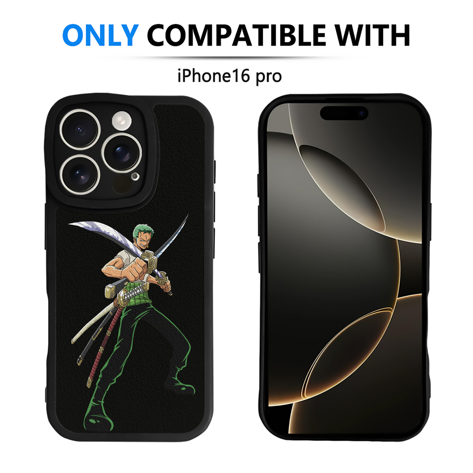 （画像用） ワンピース ロロノア・ゾロ ONE PIECE Roronoa Zoro 【iPhone 16シリーズ対応】シリコンスマホケース（レザー調） 材質：シリコン